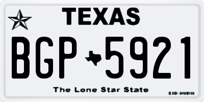 TX license plate BGP5921