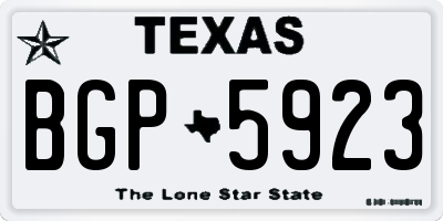 TX license plate BGP5923
