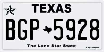 TX license plate BGP5928