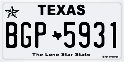 TX license plate BGP5931