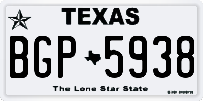 TX license plate BGP5938