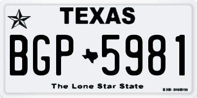 TX license plate BGP5981