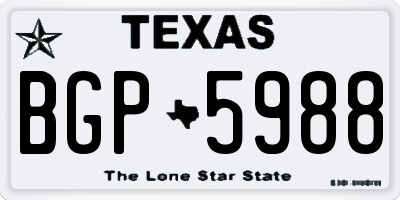 TX license plate BGP5988