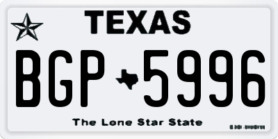TX license plate BGP5996