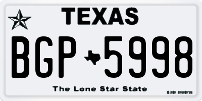 TX license plate BGP5998