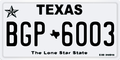 TX license plate BGP6003