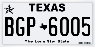TX license plate BGP6005