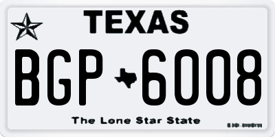 TX license plate BGP6008