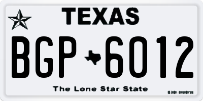 TX license plate BGP6012