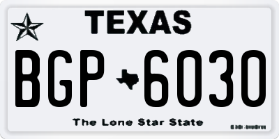 TX license plate BGP6030
