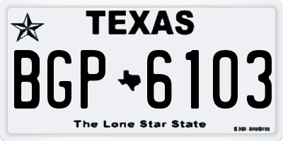 TX license plate BGP6103