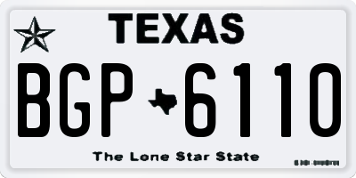 TX license plate BGP6110