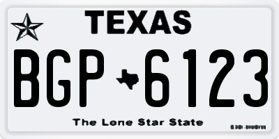TX license plate BGP6123