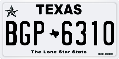 TX license plate BGP6310