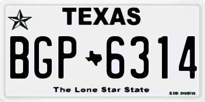 TX license plate BGP6314