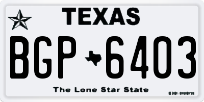 TX license plate BGP6403