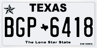TX license plate BGP6418
