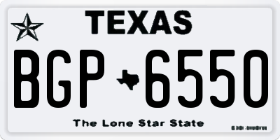 TX license plate BGP6550