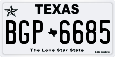 TX license plate BGP6685