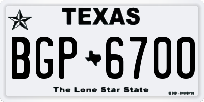 TX license plate BGP6700