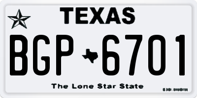 TX license plate BGP6701