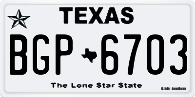 TX license plate BGP6703