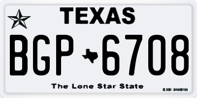 TX license plate BGP6708