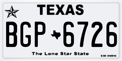 TX license plate BGP6726