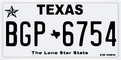 TX license plate BGP6754