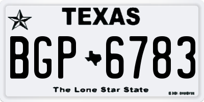 TX license plate BGP6783