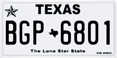 TX license plate BGP6801