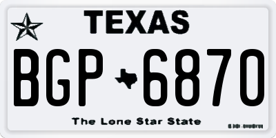TX license plate BGP6870