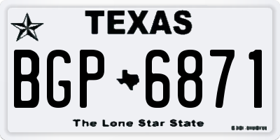 TX license plate BGP6871