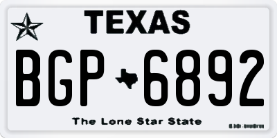 TX license plate BGP6892