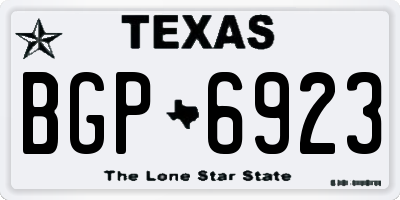 TX license plate BGP6923