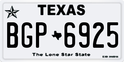 TX license plate BGP6925