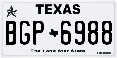 TX license plate BGP6988