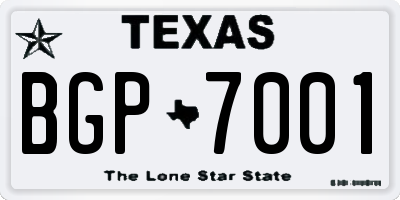 TX license plate BGP7001