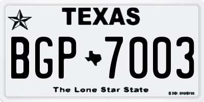 TX license plate BGP7003