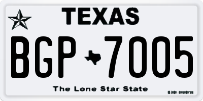 TX license plate BGP7005