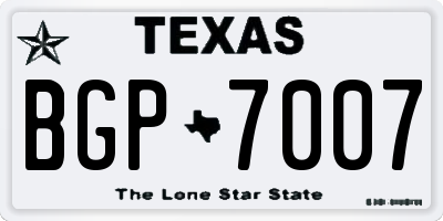 TX license plate BGP7007