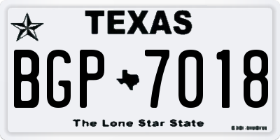 TX license plate BGP7018