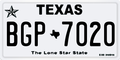 TX license plate BGP7020