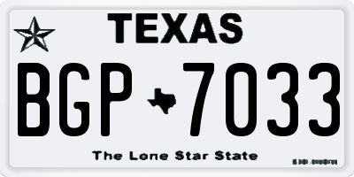 TX license plate BGP7033