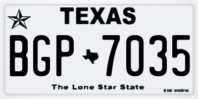 TX license plate BGP7035
