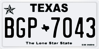 TX license plate BGP7043