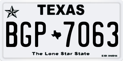 TX license plate BGP7063