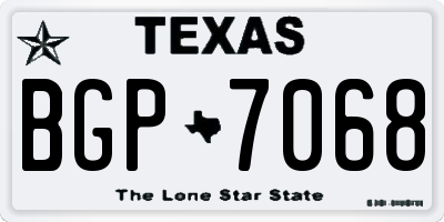 TX license plate BGP7068