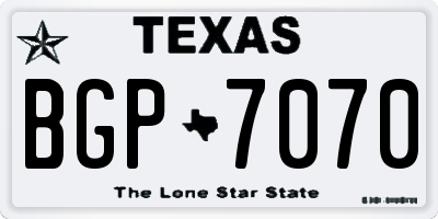 TX license plate BGP7070