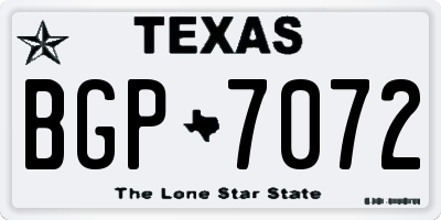TX license plate BGP7072